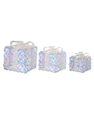 Weihnachtsdekoration 3er Set LED HALLANGEN 20/25/30 cm Weihnachtsgeschenke Bunt_1025077