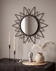 Wall Mirror AROEK 61 cm 61 cm Rattan Black_1182317