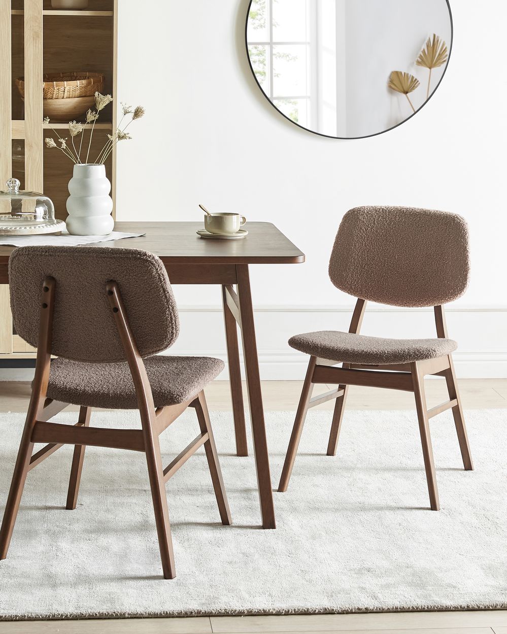 Set van 2 eetkamerstoelen ELAINE Bouclé Donkerbruin/taupe