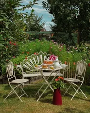 Bistro-Set mit Bank PAVIA Metall Cremeweiß_1125707