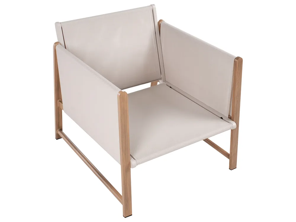 Lounge Set mit Tisch und Ottomane 5-Sitzer NOLA Metall Hellbeige_998402