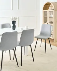 Set of 4 Dining Chairs TUSCOLA Fabric Light Grey_999534