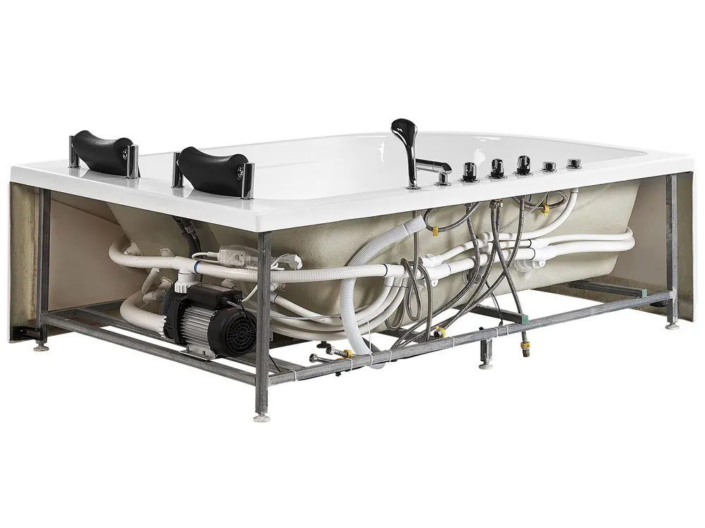 Corner Hot Tub with LED CALAMA 1800 x 1200 mm White Left Hand_780998