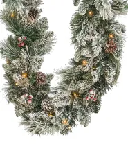 Weihnachtsgirlande Schnee bedeckt LED WHITEHORN 270 cm Weiß_813256