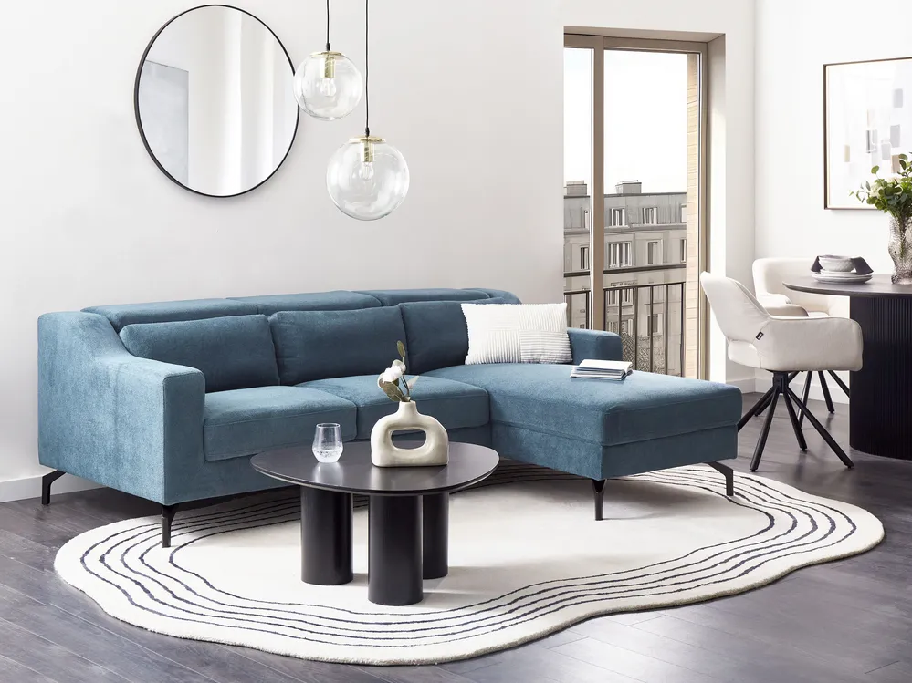 Ecksofa 4-Sitzer GLOSLI Stoff Marineblau linksseitig