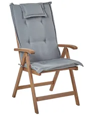 Set mit 6 Stühlen und Sitzkissen AMANTEA Akazienholz Grau_879814
