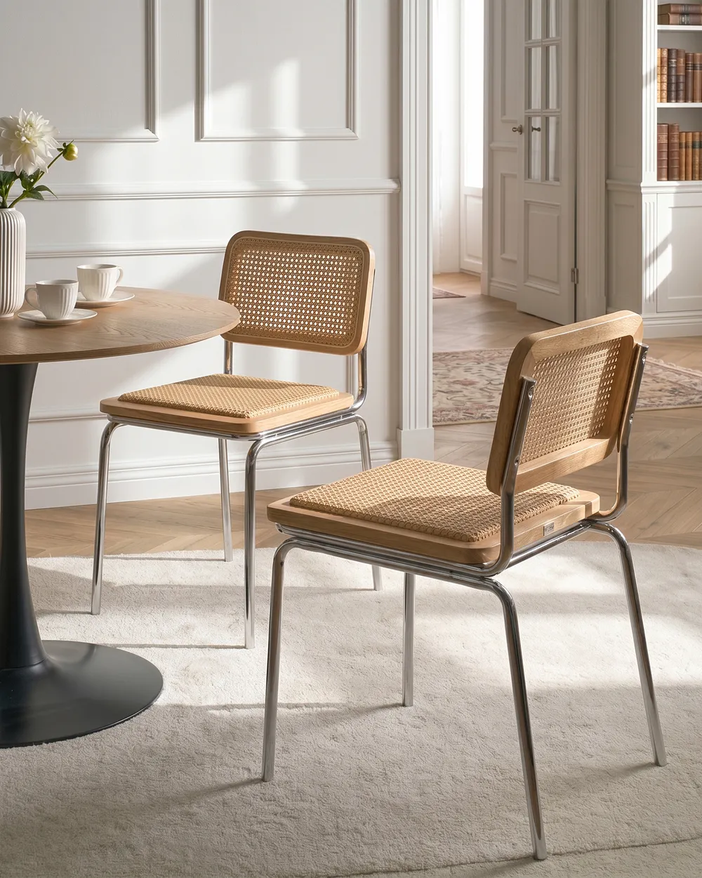 Esszimmerstuhl 2er Set CORVALLIS Polyrattan Hellbraun