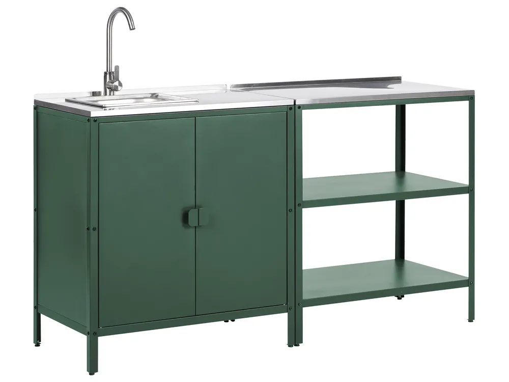 Outdoor-Küche 2er Set mit Spüle VILAMA Grün Metall