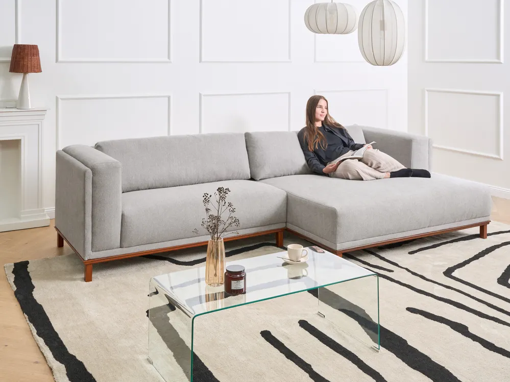 Corner Sofa 4 Seater VENG Fabric Grey Left Hand_1006945