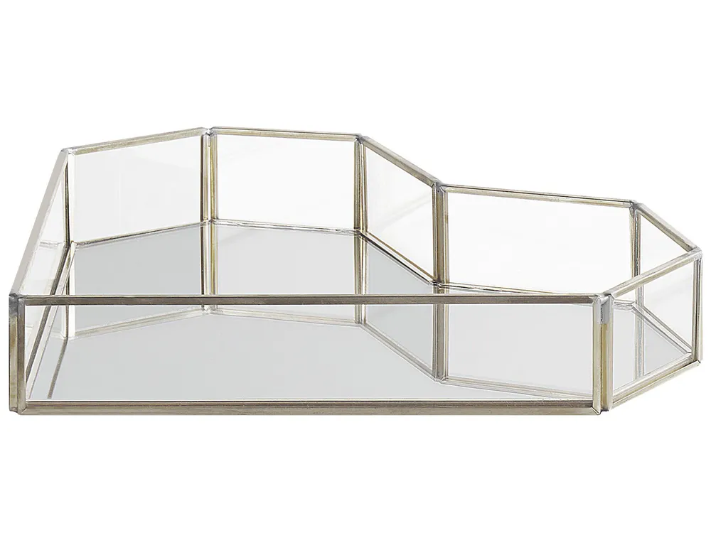 Dekotablett Herz PONTIVY Glas Silber