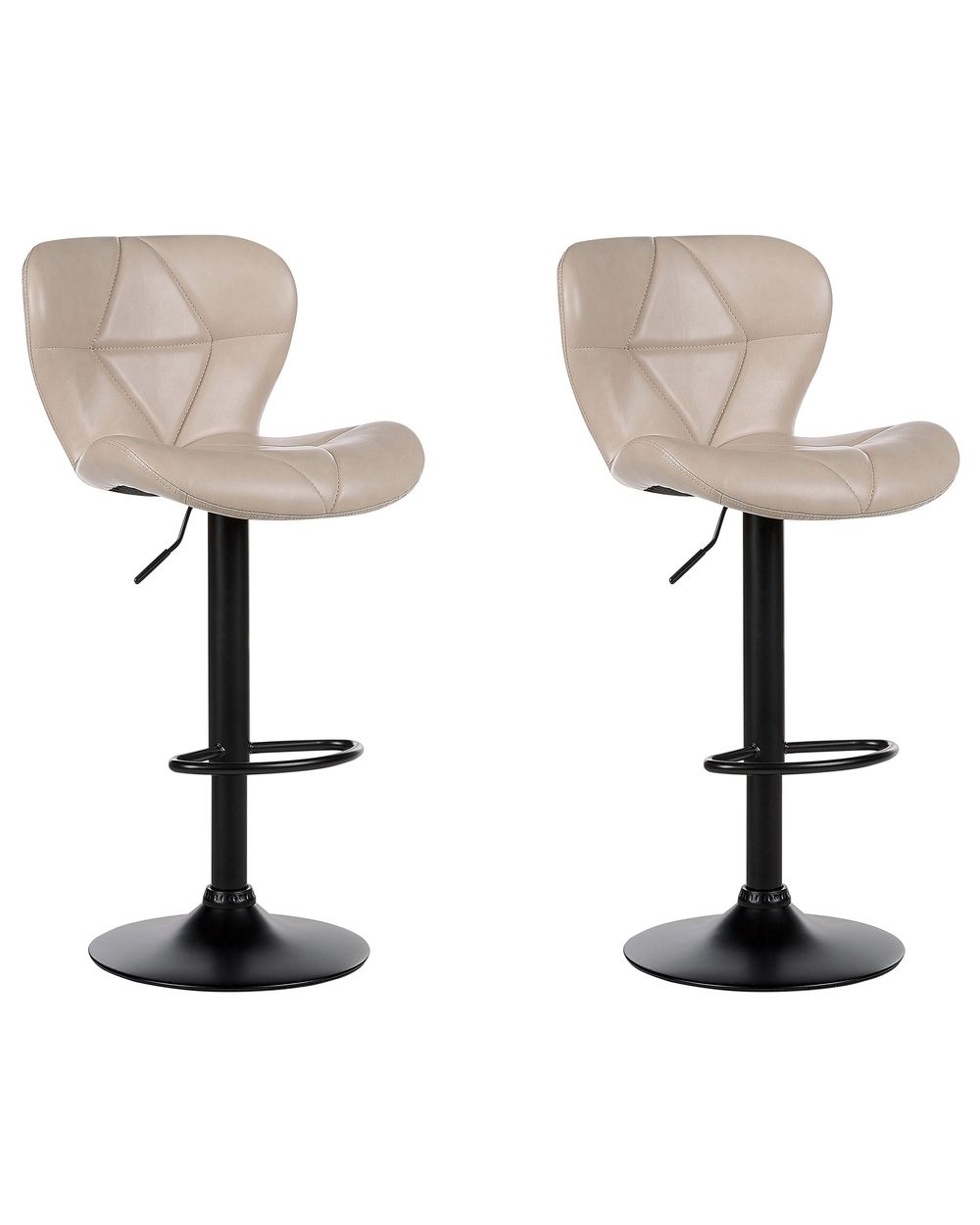 Set of 2 Bar Chairs VALETTA Swivel Faux Leather Light Beige