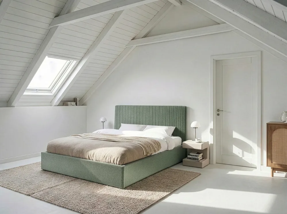 Ottoman Bed VION Boucle Green 180 x 200 cm (EU Super King)