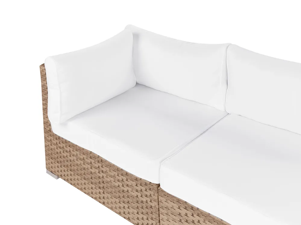 Garten Ecksofa mit Tisch 4-Sitzer SANO modular Polyrattan Naturfarben rechtsseitig_933627