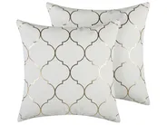Set of 2 Decorative Cushions ALYSSUM 45 x 45 cm Cotton White Trellis Pattern_769224