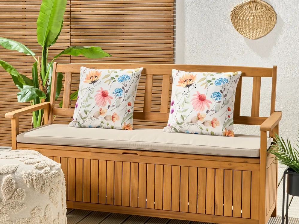 Gartenkissen 2er Set MONESI Blumenmuster 45 x 45 cm Bunt_894858