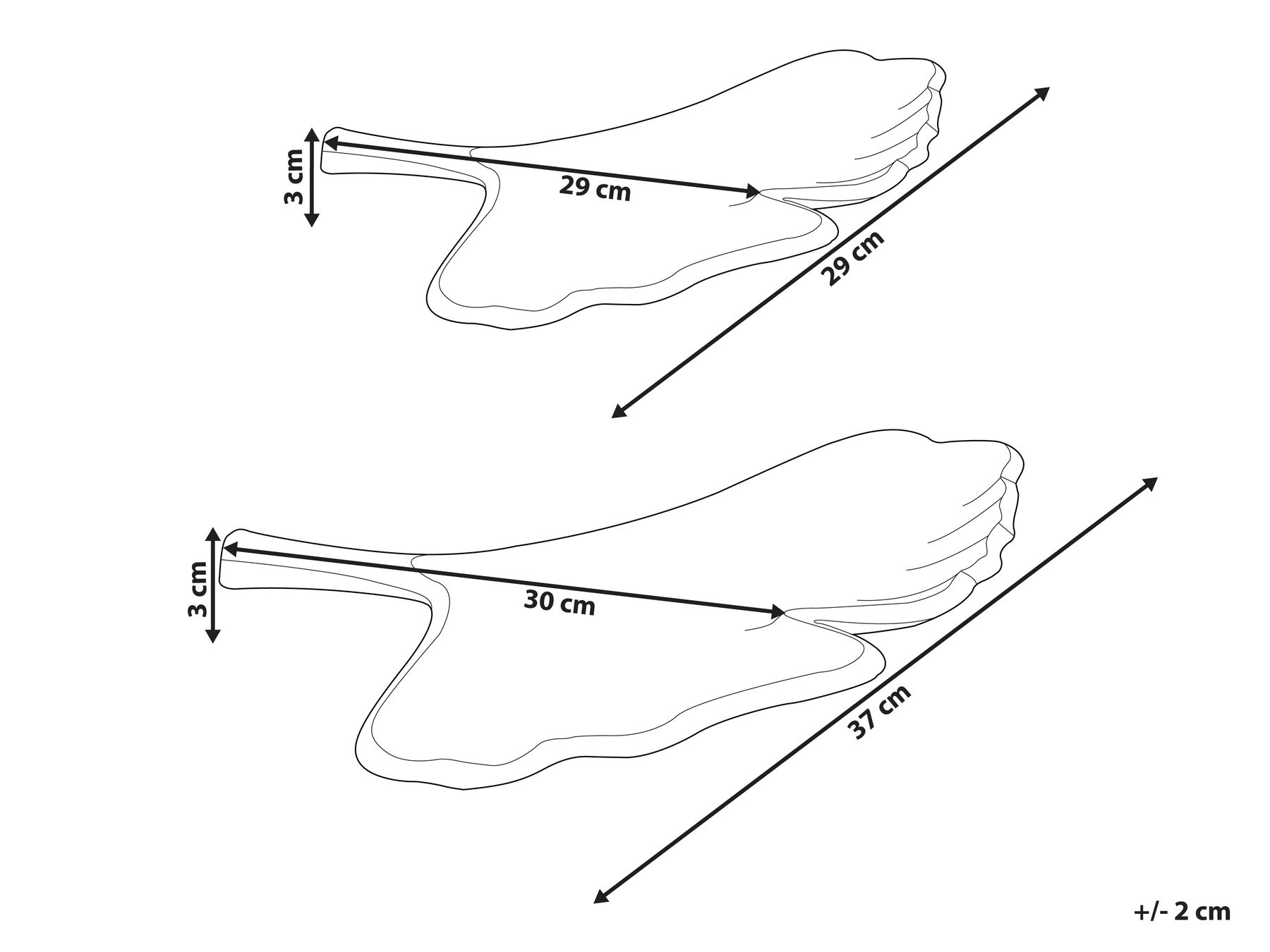 Dekotablett 2er Set Blatt PALENQUE Metall Gold_822978