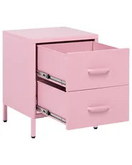 Nachttisch mit 2 Schubladen MALAVI Metall Rosa_1108318