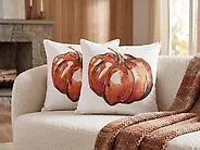 Dekokissen 2er Set CURBITA 45 x 45 cm Samtstoff Beige Pflanzenmuster_1178465