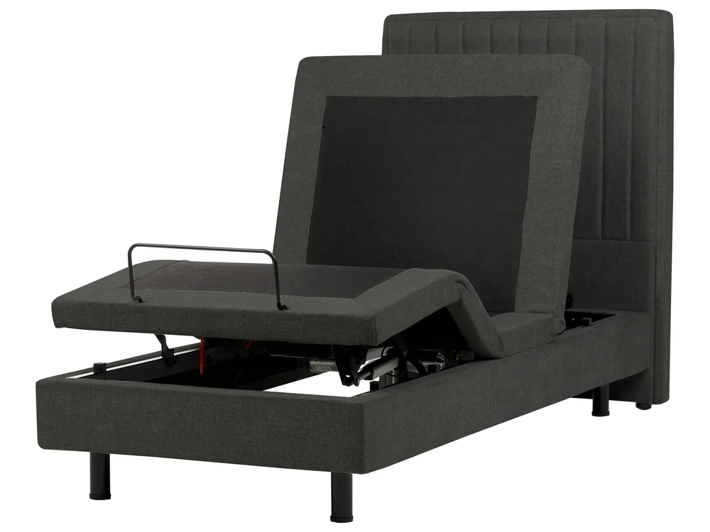 Bett verstellbar Stoff CASTELLAN 90 x 200 cm Dunkelgrau_987343