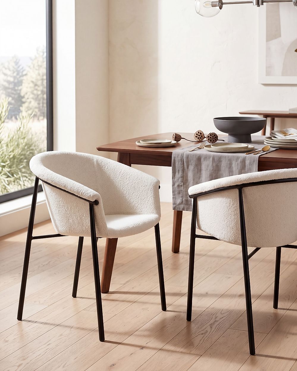 Set van 2 eetkamerstoelen AMES Bouclé Gebroken wit