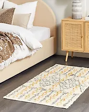 Teppich KADAPA Beige 80 x 150 cm Baumwolle_1179141