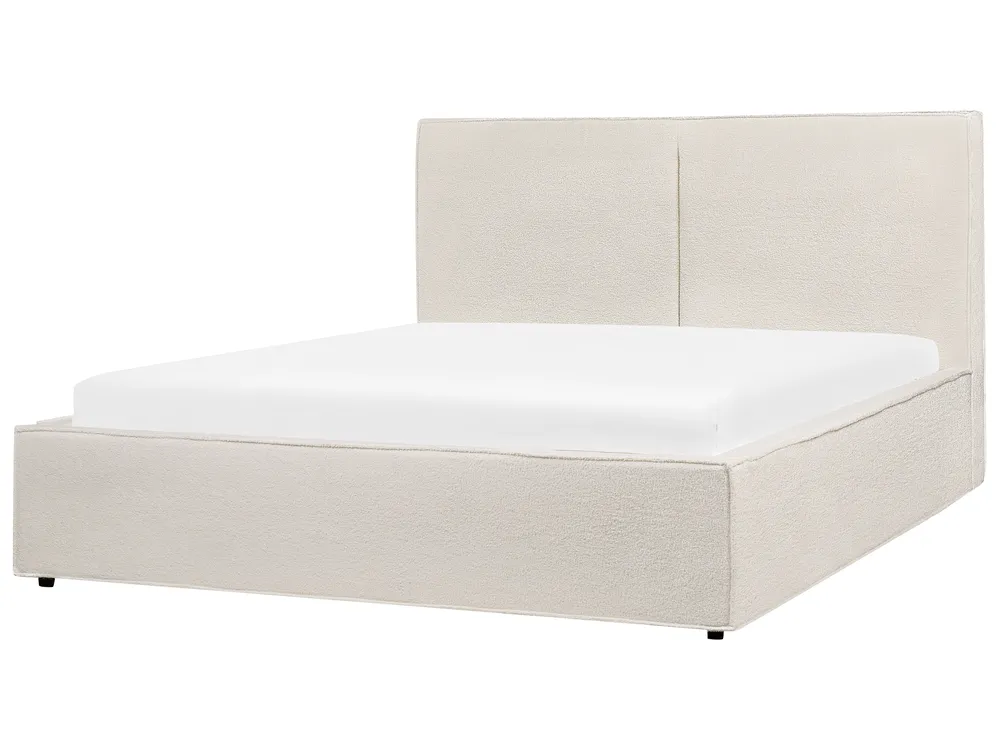 Bett mit Stauraum MOISSAC Bouclé Cremeweiß 160 x 200 cm_928788