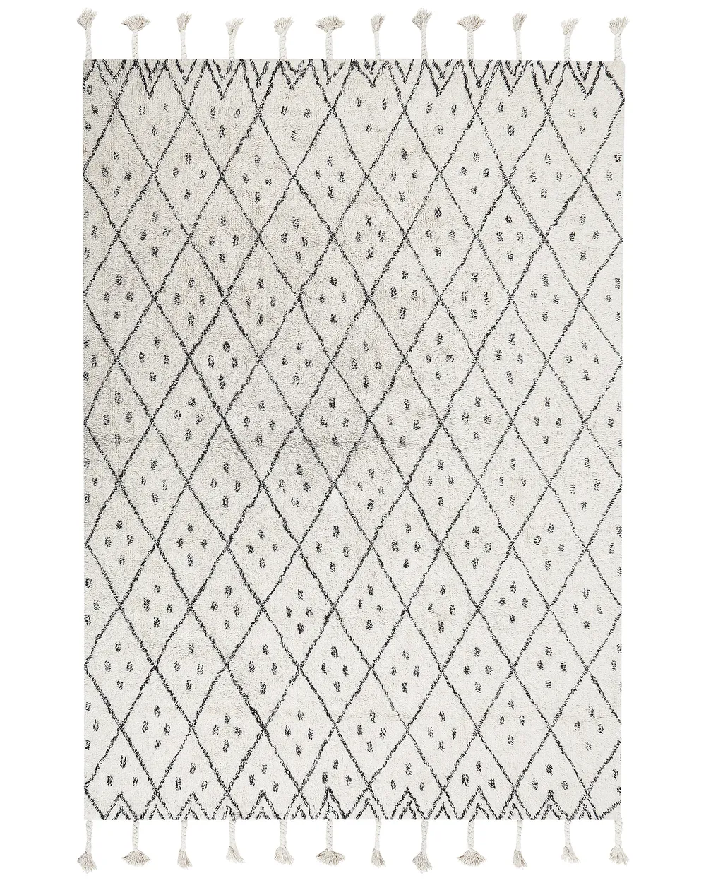 Teppich AGADIR Cremeweiß 140 x 200 cm Baumwolle