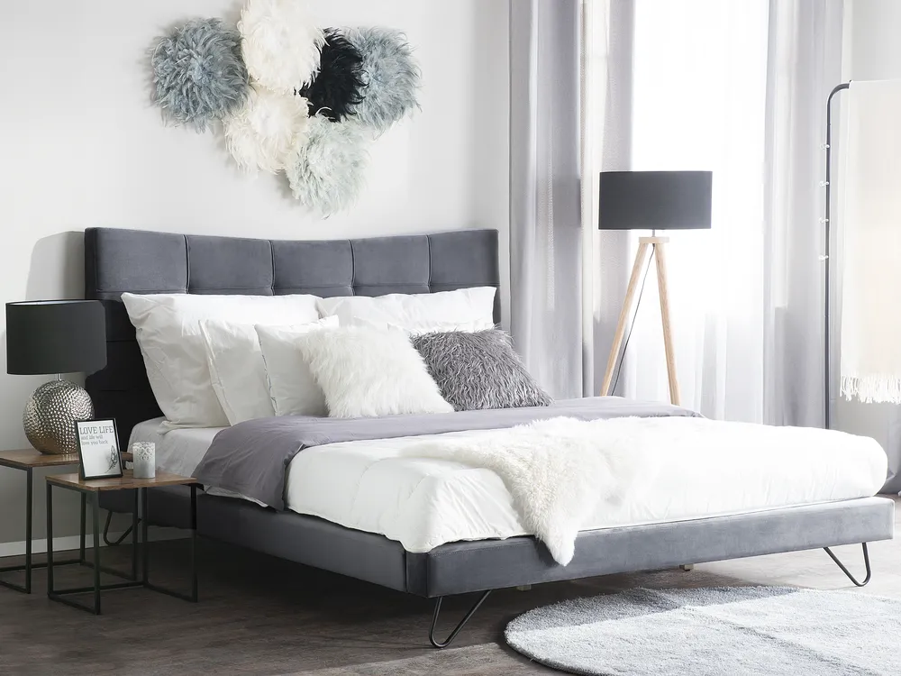 Bett mit Lattenrost Samtstoff LANNION 180 x 200 cm Dunkelgrau_1029862
