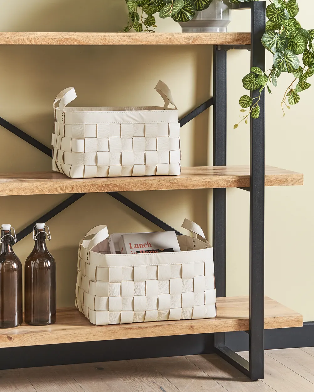 Aufbewahrungskorb 2er Set SIPPAR Kunstleder Beige