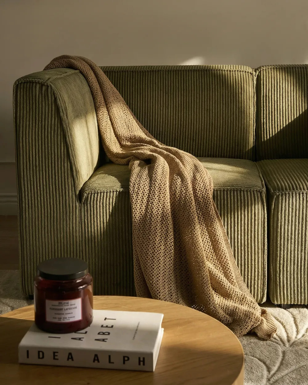 Modul Ecksofa 4-Sitzer LEMVIG Cord Grün linksseitig_1053533