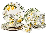 20-Piece Dinnerware Set LEMONGRASS Porcelain White/Green_1191896