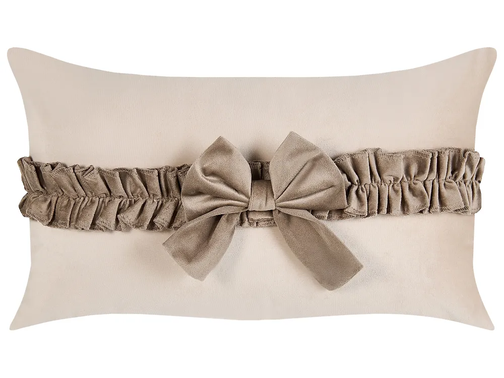 Dekokissen 2er Set BELLE 30 x 50 cm Samtstoff Hellbeige Ohne Muster_1168719