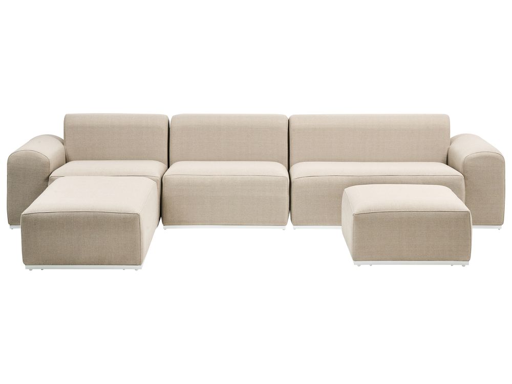 Canapé de jardin avec ottoman 7 places BATTIFOLLO Beige