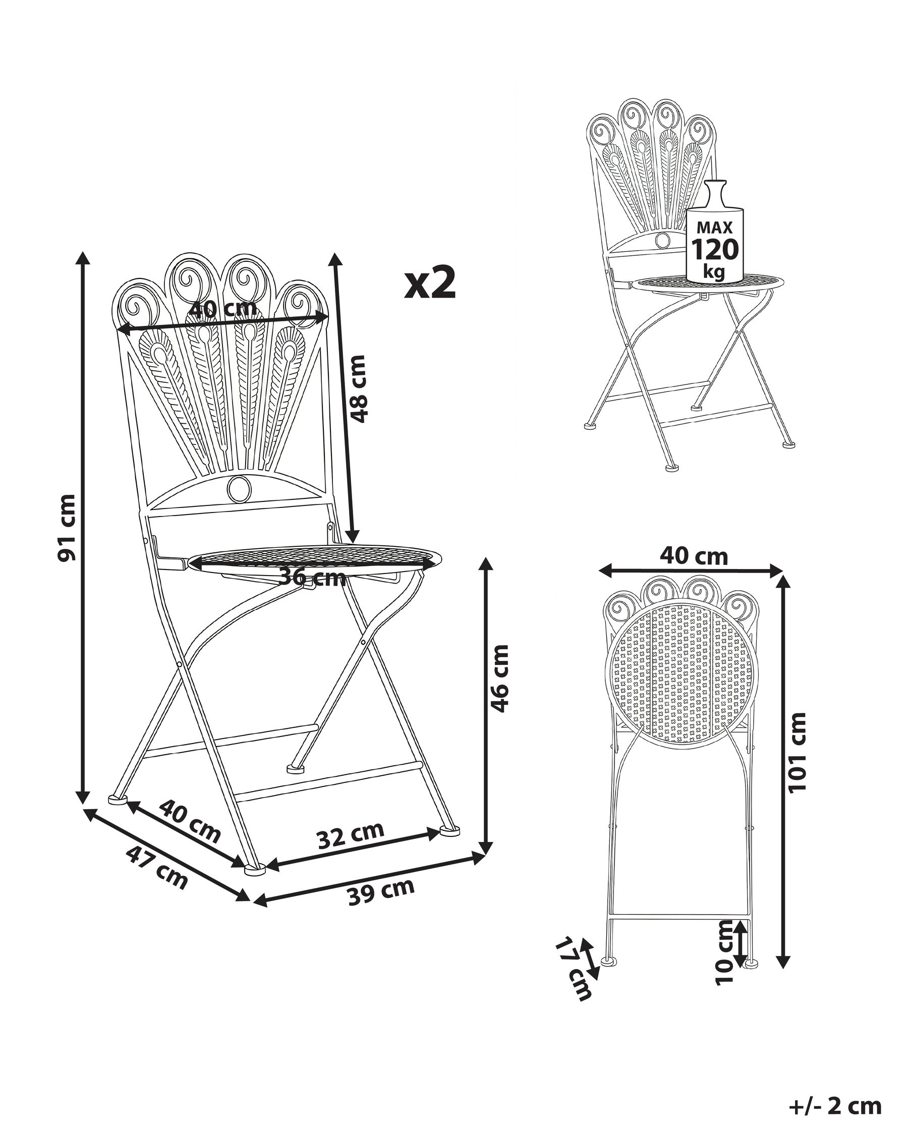 Gartenstuhl 2er Set PAVIA klappbar Metall Blau_1046250