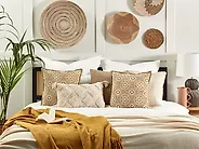 Dekokissen 2er Set CEIBA 45 x 45 cm Baumwolle Beige Geometrisches Muster_1178484