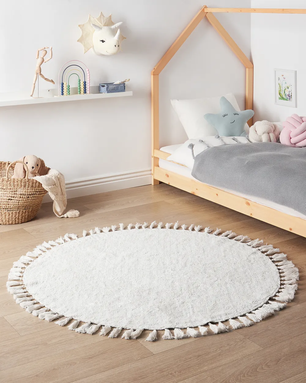 Teppich MITSOBI Weiß ø 120 cm Baumwolle