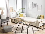 Eckschlafsofa 3-Sitzer ROMEDAL Stoff Beige rechtsseitig_748925