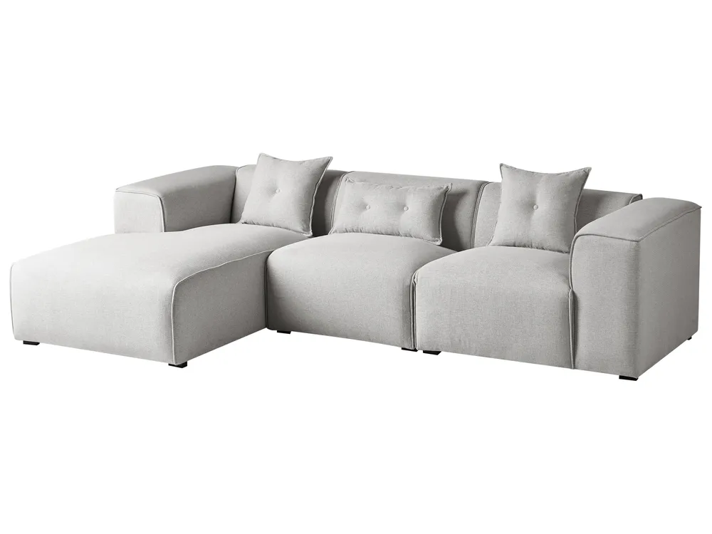 Ecksofa 3-Sitzer DOLVA Stoff Hellgrau rechtsseitig_987080