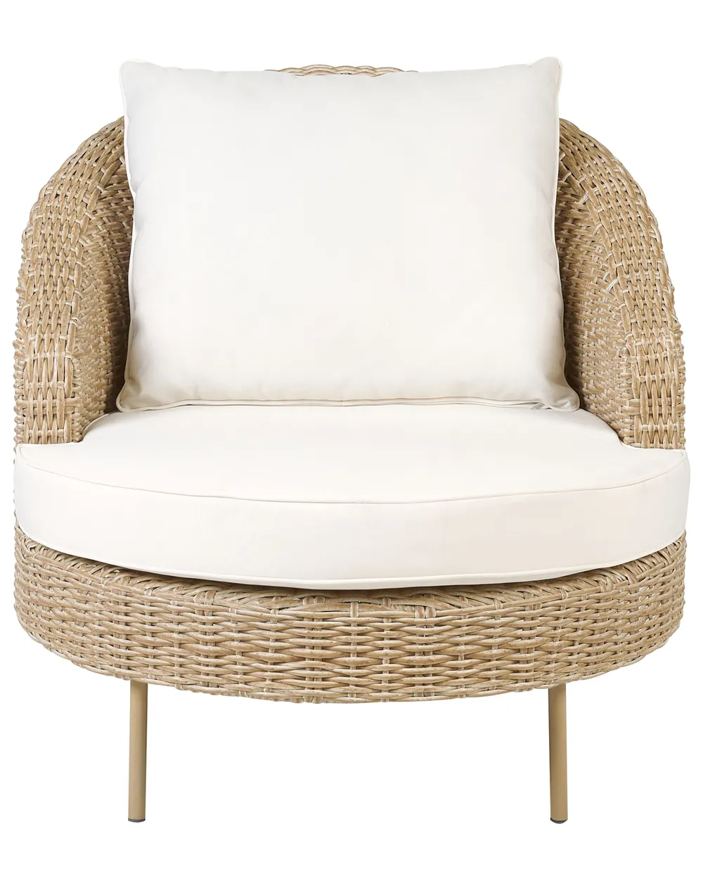 Gartensessel mit Ottomane ARCILLE II Polyrattan Naturfarben_867973