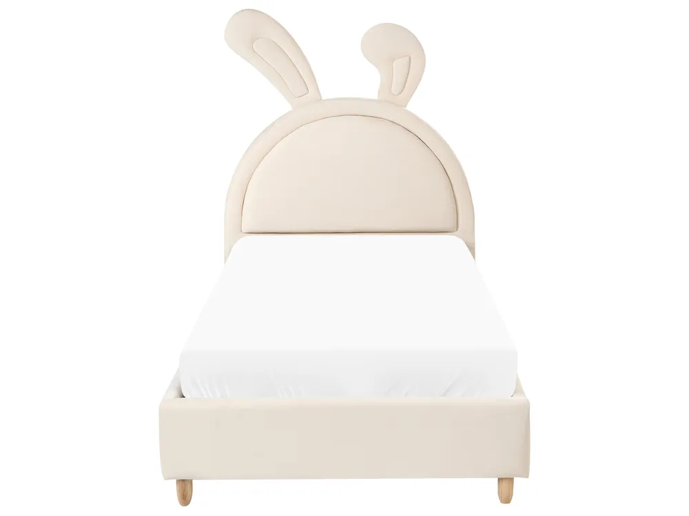 Kids Bed Rabbit Velvet LALLIAS 90 x 200 cm (EU Single) Beige_1044348