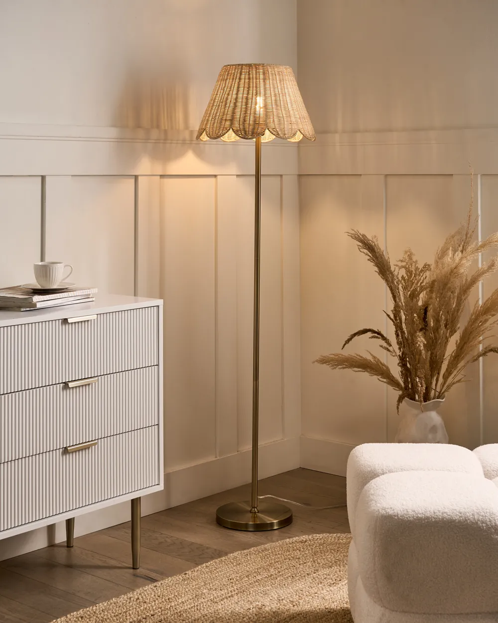 Stehlampe SALM Rattan Naturfarben