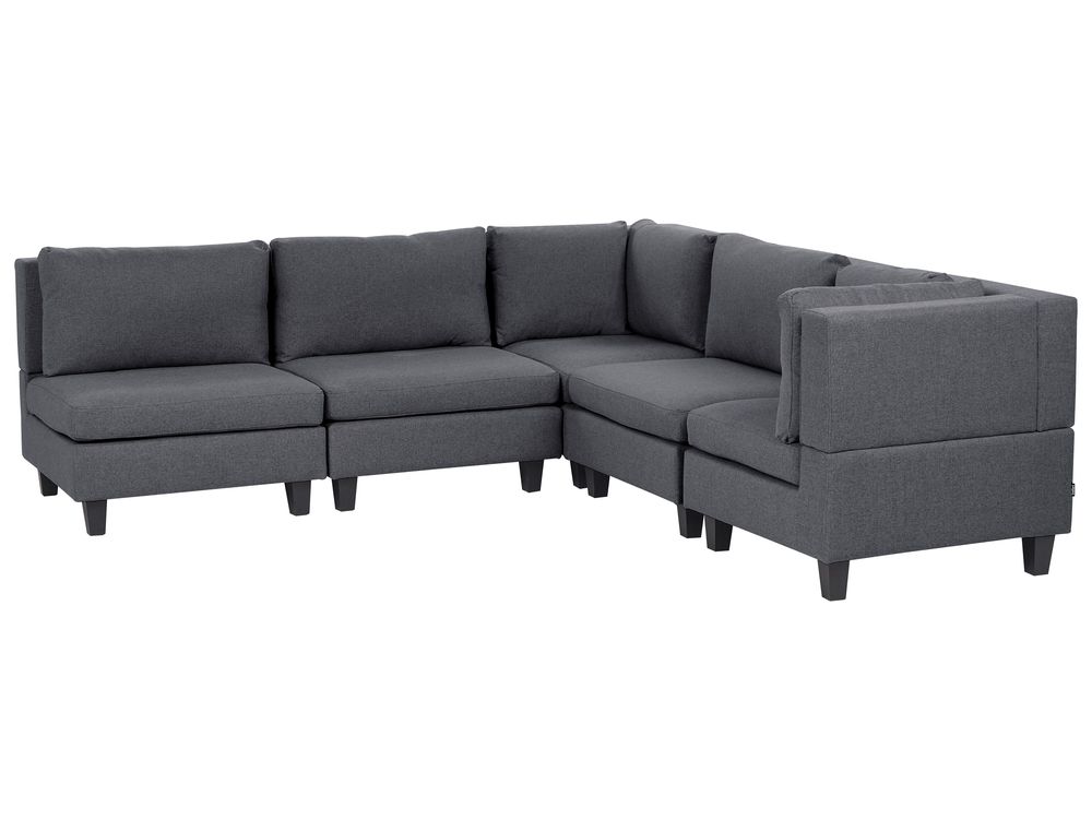 Modular Corner Sofa 5 Seater UNSTAD Fabric Dark Grey Left Hand