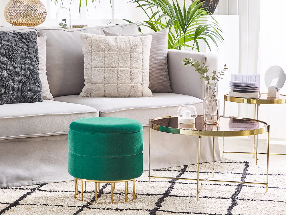 Pouf mit Stauraum ELGIN Samtstoff Dunkelgrün