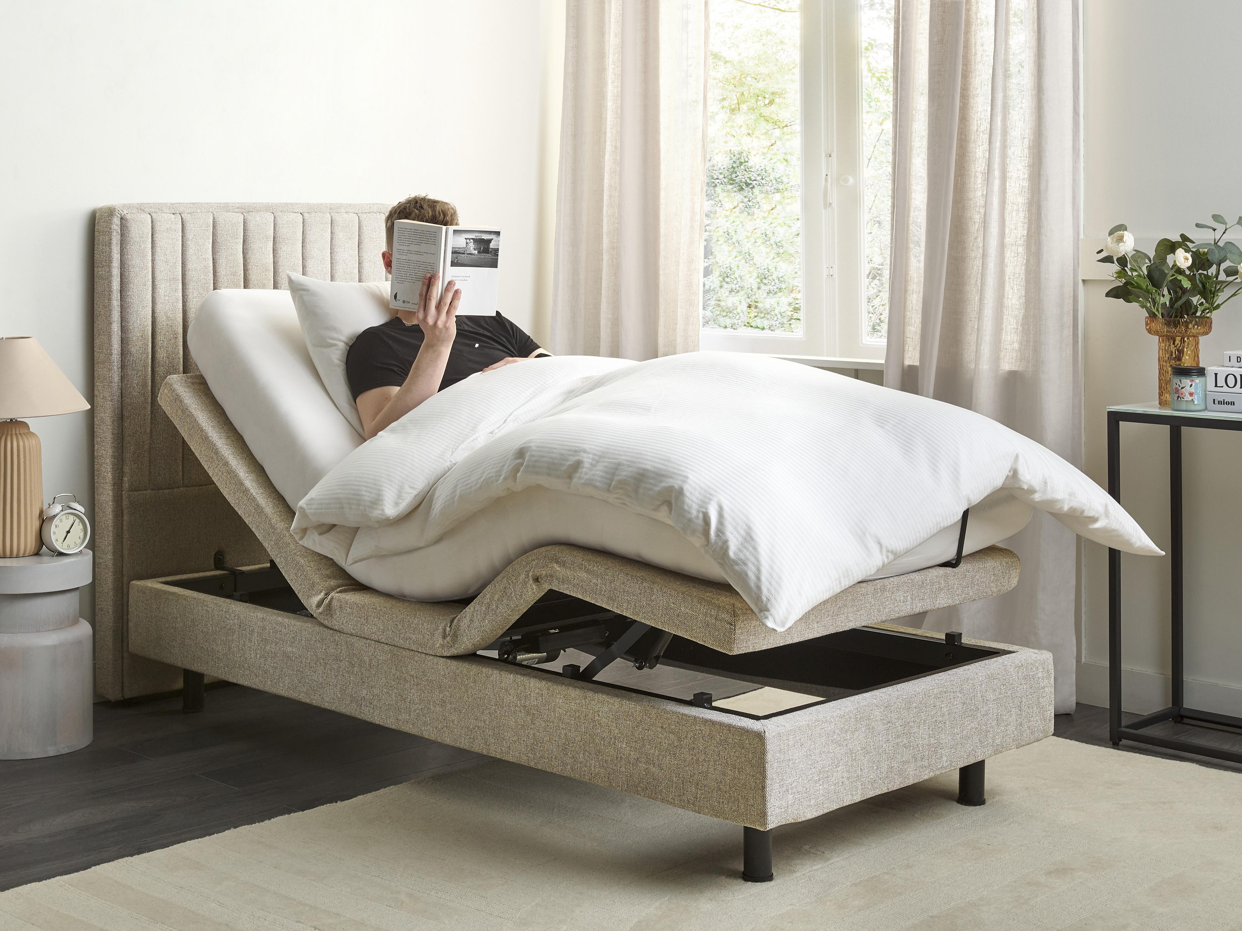 Adjustable Bed Fabric DUKE II 80 x 200 cm (EU Small Single) Beige_988328
