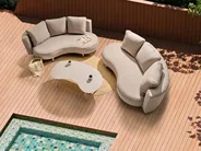 Lounge Set mit Tisch 6-Sitzer PARORI Beige_1015624