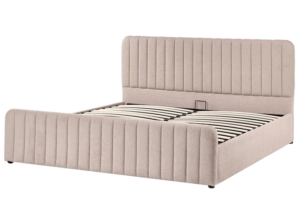 Bett mit Stauraum LUNAN Bouclé Beige 180 x 200 cm_1048466