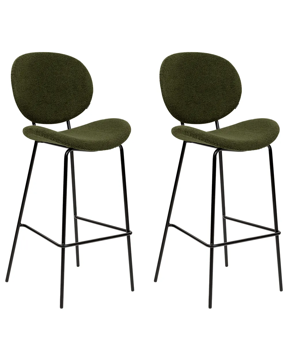 Set of 2 Bar Chairs LUANA Boucle Dark Green_916221