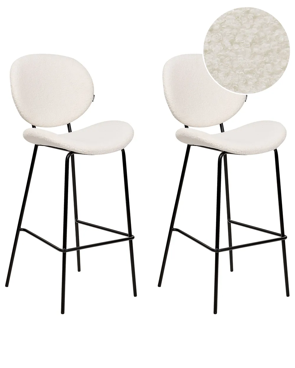 Set mit 2 Barstühlen LUANA Bouclé Weiß