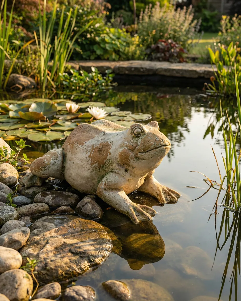 Gartenfigur CARAPELLE Frosch Beige