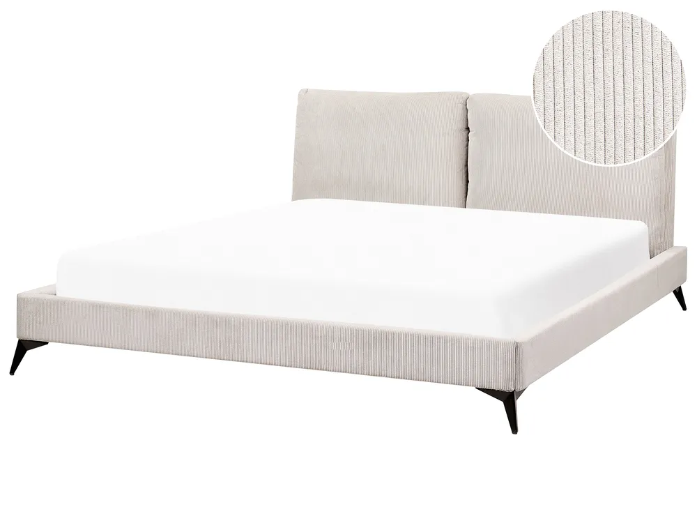 Bett mit Lattenrost Cord MELLE 180 x 200 cm Hellbeige